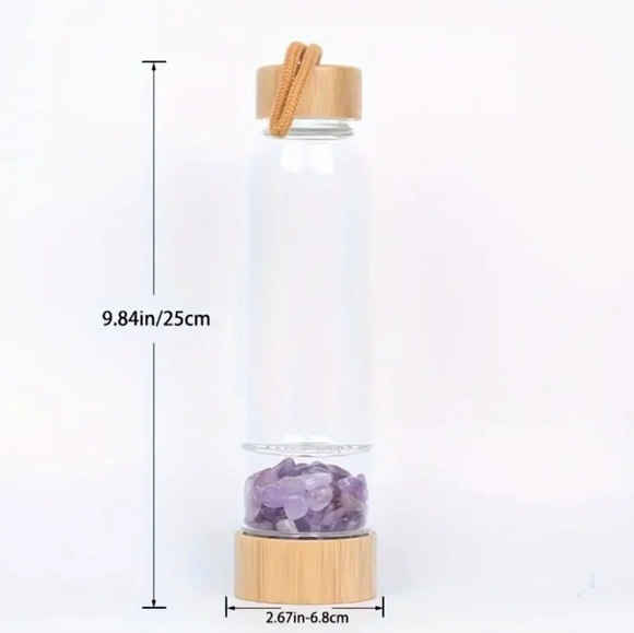 NWT Crystal infused Glass water bottles,  rose quartz - Picture 7 of 8